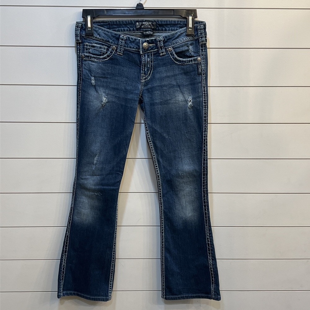 Women's Silver Jeans Twisted 28x35 (31x27.5) Flared Leg Jeans Low Rise